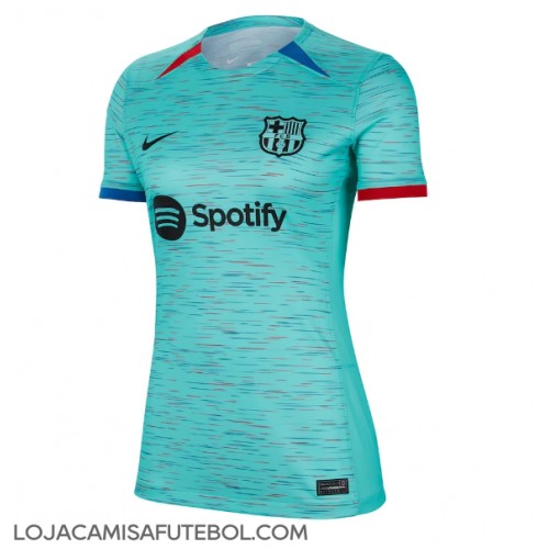 Camisa de Futebol Barcelona Equipamento Alternativo Mulheres 2023-24 Manga Curta
